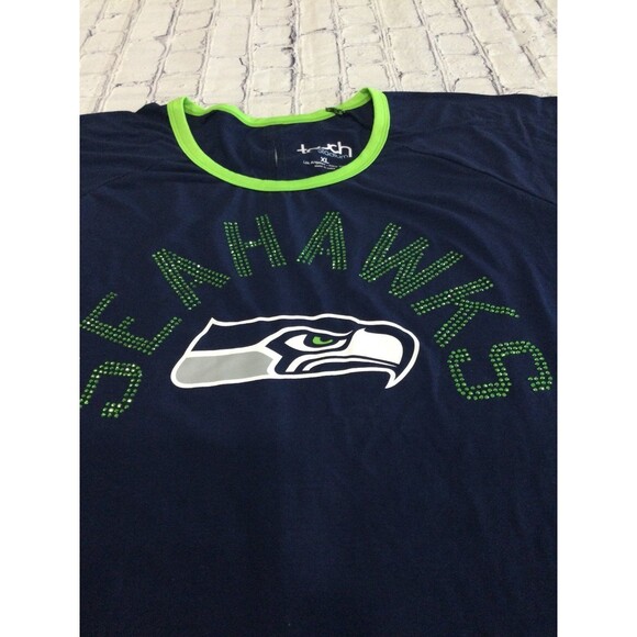 Touch Stadium T-Shirt Women’s Size XL Blue Green Seattle Seahawks Rhinestones - Picture 5 of 11